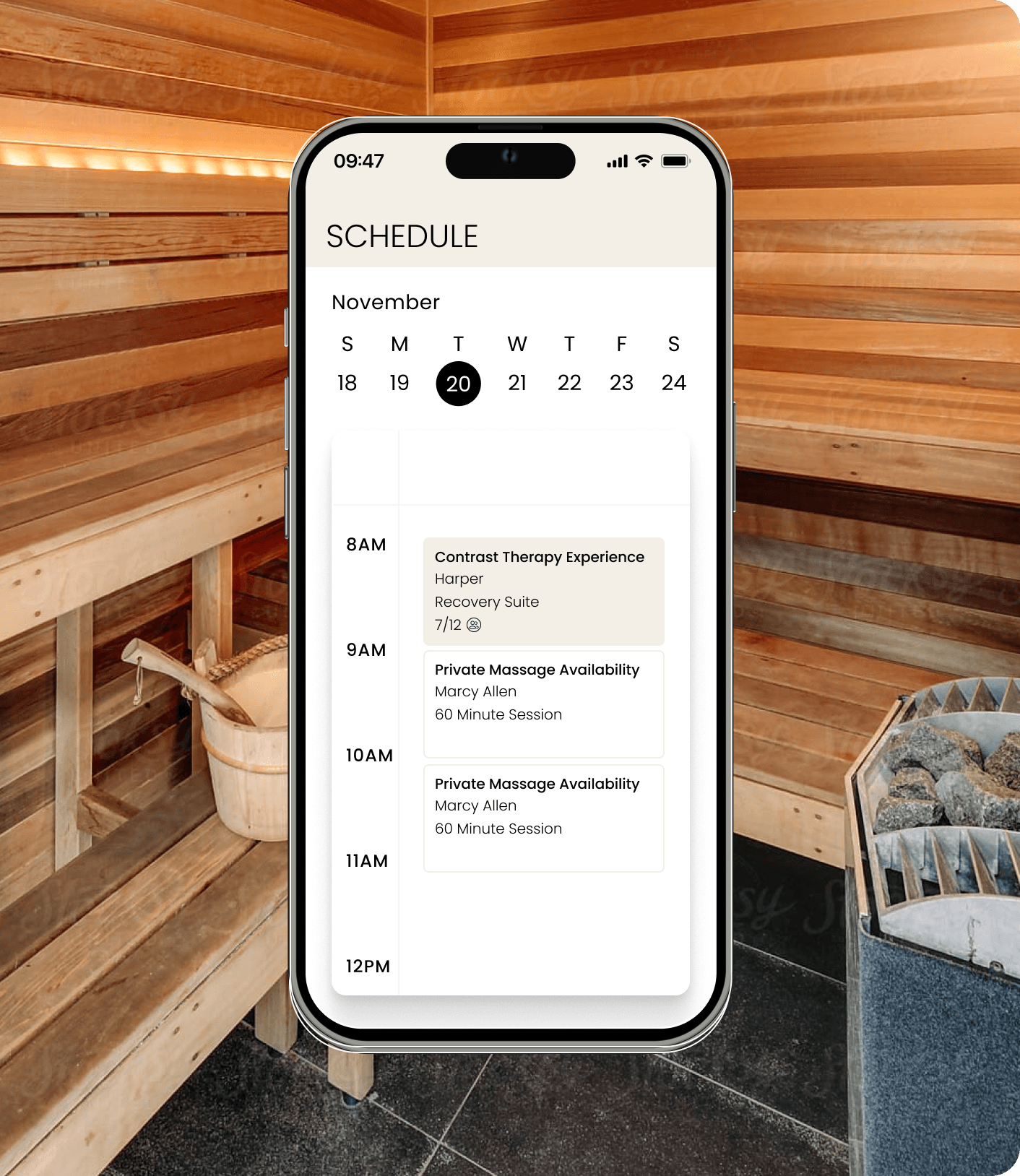iPhone mockup showing appointments feature